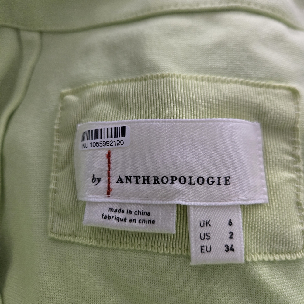 Anthropologie Lavender And Lime Square Neck Slit Dress - Picture 9 of 11